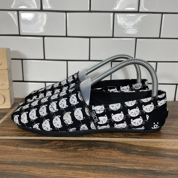 Skechers BOBS Plush Happy Meow Womens Size 7 Shoes Black White Slip On Flats - Picture 1 of 14